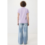 Damen-Piqué-Poloshirt aus recycelter Baumwolle, 220 g/m², Iqoniq farbe lila dritte Ansicht mit Modell