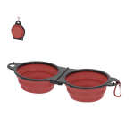 Doppelter Futternapf für Haustiere mit Karabiner, 450 ml pro Schale