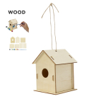 Holz-Vogelhaus mit 6 Wasserfarben und Pinsel zum Anmalen