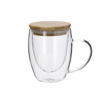 Doppelwandige Tasse mit Bambusdeckel mit Logo, 300ml farbe natürliche farbe erste Ansicht