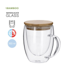 Doppelwandige Tasse mit Bambusdeckel mit Logo, 300ml