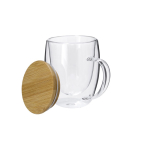 Doppelwandige Tasse mit Bambusdeckel mit Logo, 300ml dritte Ansicht