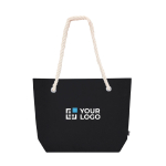 Tasche aus recyceltem Filz mit Kordelgriffen und Faltenboden Ansicht mit Druckbereich