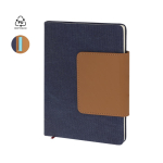 Liniertes Notizbuch mit Klappe aus recyceltem PU und Kartenhalter, A5