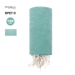 Pareo aus recycelter Baumwolle und RPET mit weißen Fransen, 180 g/m²