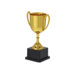 Klassische goldene Trophäe mit seitlichen Griffen & schwarzem Sockel