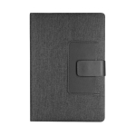 Liniertes Notizbuch aus RPET mit Kartenfach, A5 farbe schwarz erste Ansicht