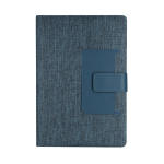 Liniertes Notizbuch aus RPET mit Kartenfach, A5 farbe marineblau erste Ansicht