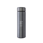 Thermosflasche 425 ml rEdelstahl mit herausnehmbarem Teesieb farbe graphit Ansicht mit Druckbereich