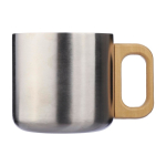 Doppelwandiger Becher aus Recyclingstahl mit Griff, 400 ml farbe silber erste Ansicht