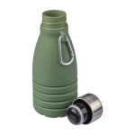 Faltbare Silikonflasche mit Edelstahldeckel und Karabiner, 550 ml sechste Ansicht