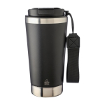 Edelstahlthermobecher mit Band und schwarzem Deckel, 500 ml farbe schwarz erste Ansicht