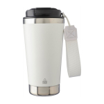 Edelstahlthermobecher mit Band und schwarzem Deckel, 500 ml farbe weiß erste Ansicht