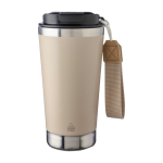 Edelstahlthermobecher mit Band und schwarzem Deckel, 500 ml farbe beige erste Ansicht