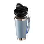 Edelstahlthermobecher mit Band und schwarzem Deckel, 500 ml farbe pastellblau zweite Ansicht