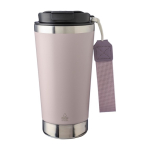 Edelstahlthermobecher mit Band und schwarzem Deckel, 500 ml farbe pastellrose erste Ansicht