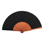 Personalisierbarer Fächer aus dunklem Holz und Polyesterstoff farbe schwarz