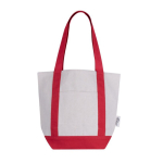 Tasche aus Recyclingbaumwolle mit Außenfach auf einer Seite farbe rot erste Ansicht