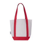Tasche aus Recyclingbaumwolle mit Außenfach auf einer Seite farbe rot dritte Ansicht