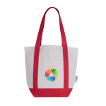 Tasche aus Recyclingbaumwolle mit Außenfach auf einer Seite farbe rot vierte Ansicht