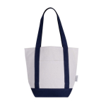 Tasche aus Recyclingbaumwolle mit Außenfach auf einer Seite farbe marineblau erste Ansicht