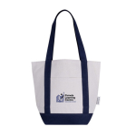 Tasche aus Recyclingbaumwolle mit Außenfach auf einer Seite farbe marineblau vierte Ansicht