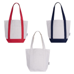 Tasche aus Recyclingbaumwolle mit Außenfach auf einer Seite erste Ansicht