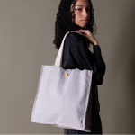 Baumwolltasche in melierter Optik mit Knopfverschluss zweite Ansicht