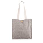 Baumwolltasche in melierter Optik mit Knopfverschluss erste Ansicht