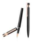 Kuli und Rollerball mit roségoldenen Details, schwarze Tinte farbe schwarz