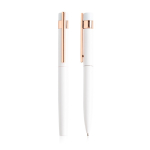 Kuli und Rollerball mit roségoldenen Details, schwarze Tinte farbe weiß