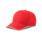 Baseballkappe aus recyceltem Polyester, 5 Paneele, 220 g/m2 farbe rot