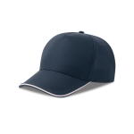 Baseballkappe aus recyceltem Polyester, 5 Paneele, 220 g/m2 farbe weiß/blau