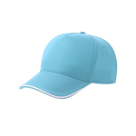 Baseballkappe aus recyceltem Polyester, 5 Paneele, 220 g/m2 farbe hellblau