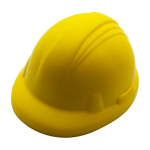 Antistress-Artikel aus PU in Form eines Bauarbeiterhelms farbe gelb zweite Ansicht