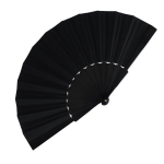 Farbiger Fächer aus Polyester mit Plastikgriff farbe schwarz zweite Ansicht