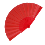 Farbiger Fächer aus Polyester mit Plastikgriff farbe rot