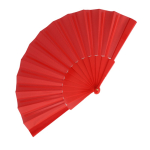 Farbiger Fächer aus Polyester mit Plastikgriff farbe rot zweite Ansicht