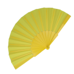 Farbiger Fächer aus Polyester mit Plastikgriff farbe gelb