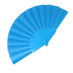 Farbiger Fächer aus Polyester mit Plastikgriff farbe hellblau zweite Ansicht