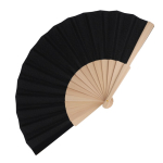 Farbiger Fächer aus RPET mit bedruckbarem Holzgriff farbe schwarz