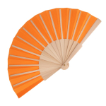 Farbiger Fächer aus RPET mit bedruckbarem Holzgriff farbe orange zweite Ansicht