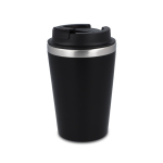 Edelstahl-Thermobecher mit schwarzem Deckel und Rand in Silber, 350 ml farbe schwarz