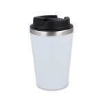 Edelstahl-Thermobecher mit schwarzem Deckel und Rand in Silber, 350 ml farbe weiß