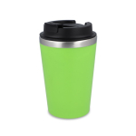Edelstahl-Thermobecher mit schwarzem Deckel und Rand in Silber, 350 ml farbe lindgrün