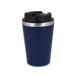 Edelstahl-Thermobecher mit schwarzem Deckel und Rand in Silber, 350 ml farbe dunkelblau