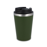 Edelstahl-Thermobecher mit schwarzem Deckel und Rand in Silber, 350 ml farbe olivgrün