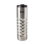 Thermobecher aus Edelstahl mit geometrischem Design, 460 ml farbe silber Ansicht mit Druckbereich