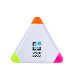 Dreieckiger Marker in den Farben Orange, Pink und Neongrün farbe weiß Ansicht mit Druckbereich