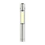 Taschenlampe mit COB-Technologie, Magnet und Metallclip farbe silber erste Ansicht